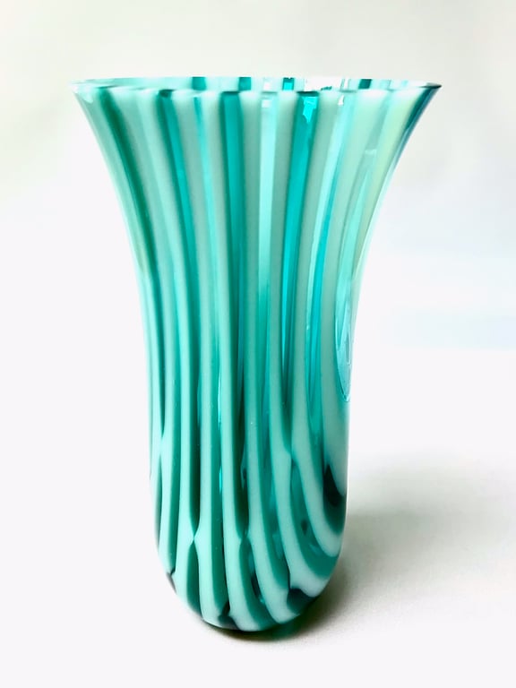 Handmade Ice Blue Fused Glass Bud Vase – Contemporary Artisan Glassware