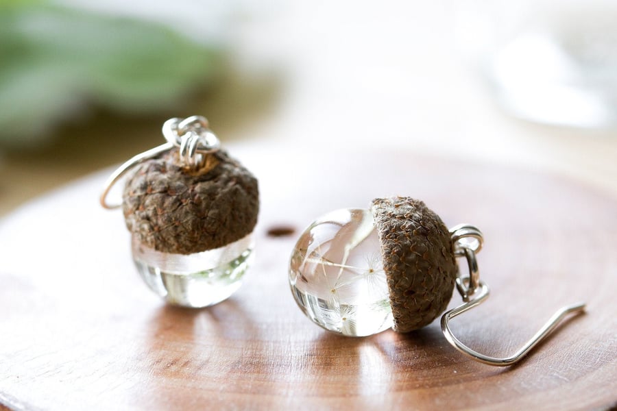 Dandelion Earrings Resin Earrings Acorn Earrings Fairy Earrings Dandelion Wish E