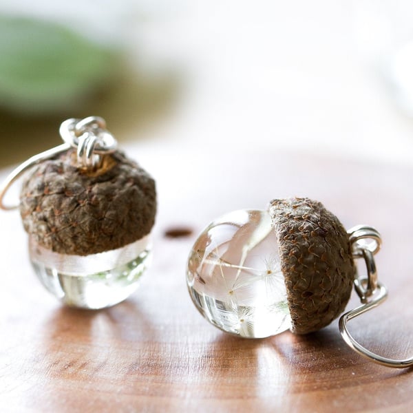 Dandelion Earrings Resin Earrings Acorn Earrings Fairy Earrings Dandelion Wish E