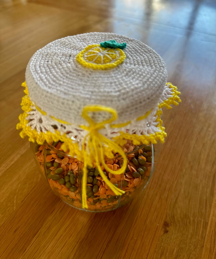 Crochet Lemon Jam Jar Lid Cover