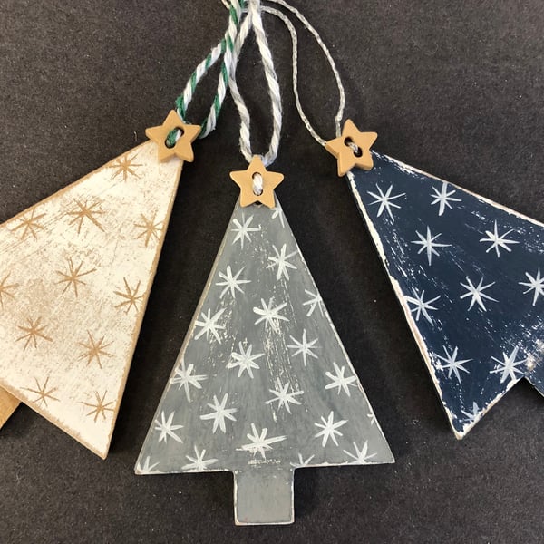 Set of three Christmas tree decorations