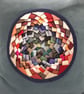 Teal envelope cushion cover, colourful circular centre.  - Image 6