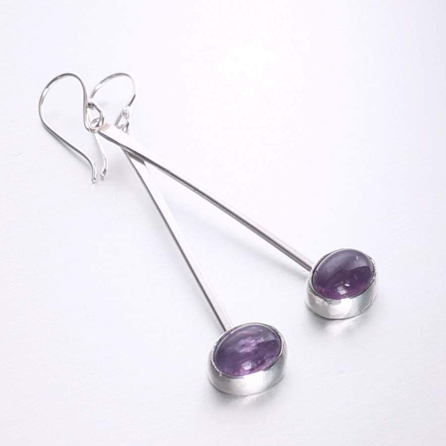 Long dangle amethyst earrings
