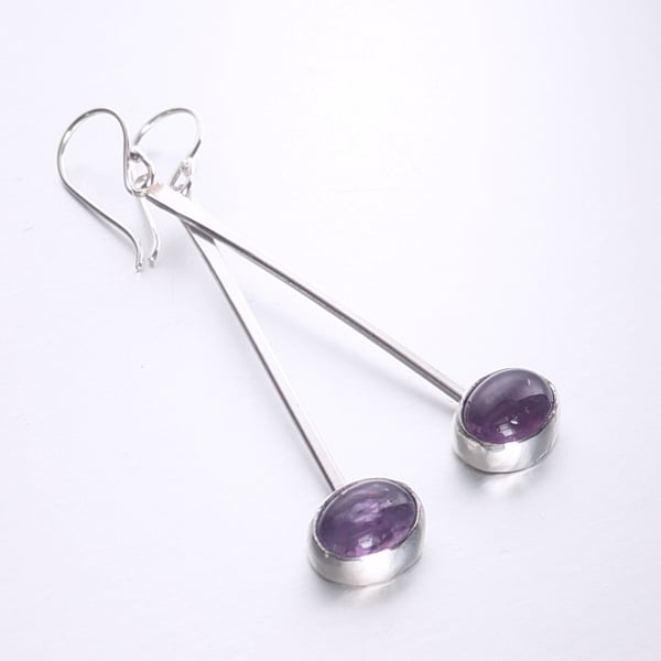 Long dangle amethyst earrings