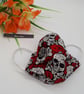Face mask, small,  3 layer,  machine washable in skulls fabric  - Image 2