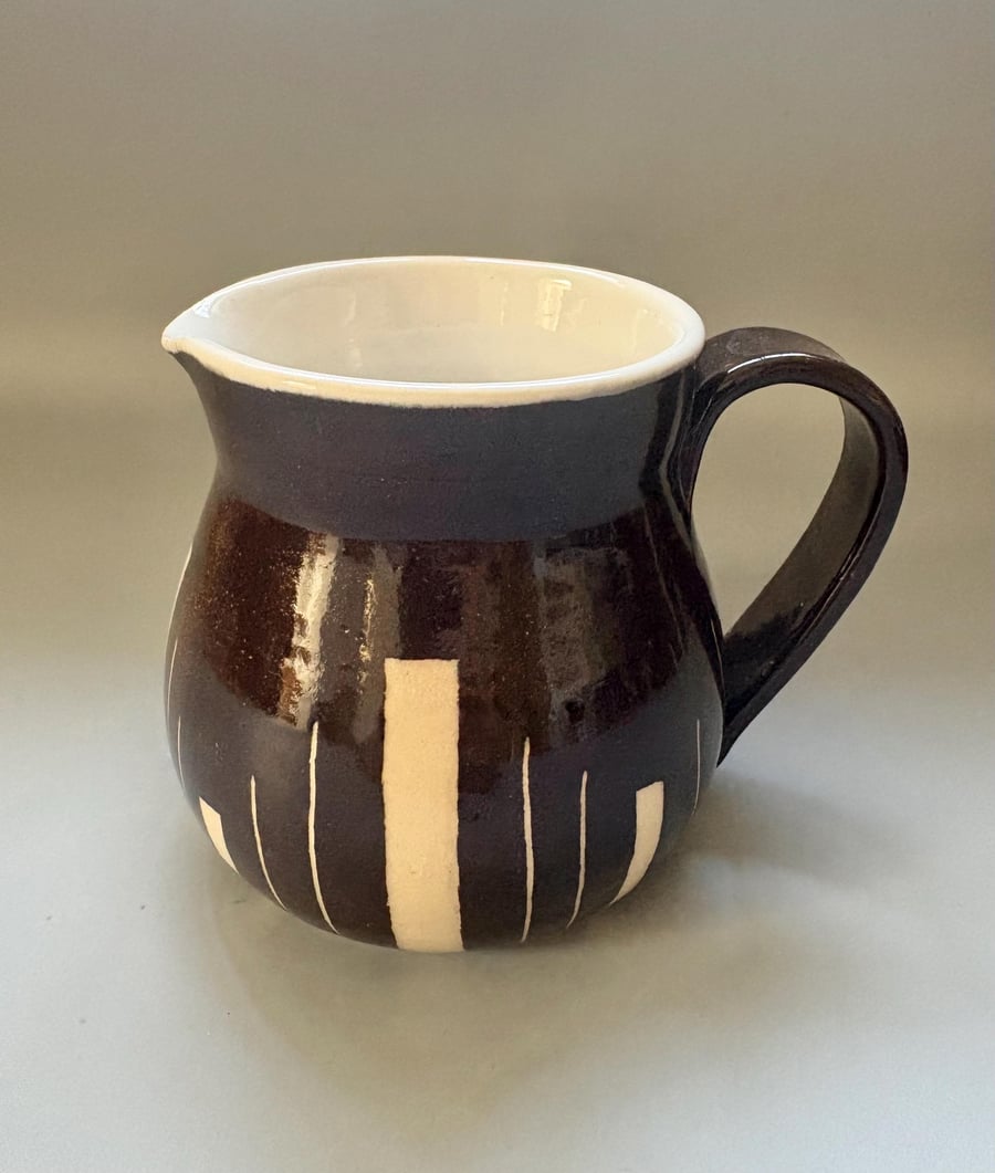 Handmade Ceramic Jug: Dark Chocolate Art Decor Design