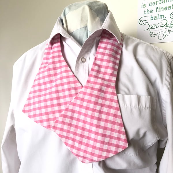 Cravat Tie Vintage Style Pink and White Gingham Check Fabric Hair Band 