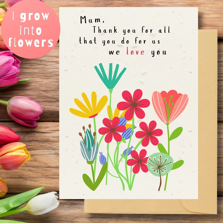 Plantable Mother's Day Card Card, Wildflower Seed Paper, Ecofriendly