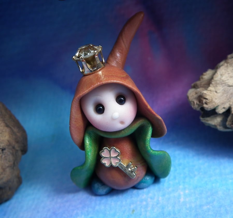 Princess 'Freya' Tiny Royal Gnome with Crown Jewels OOAK Sculpt by Ann Galvin