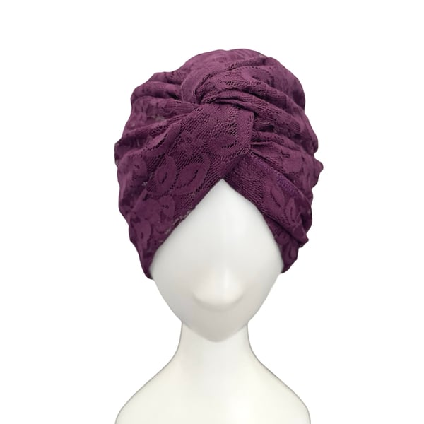 Purple Summer Lace Head Wrap Turbante for Women