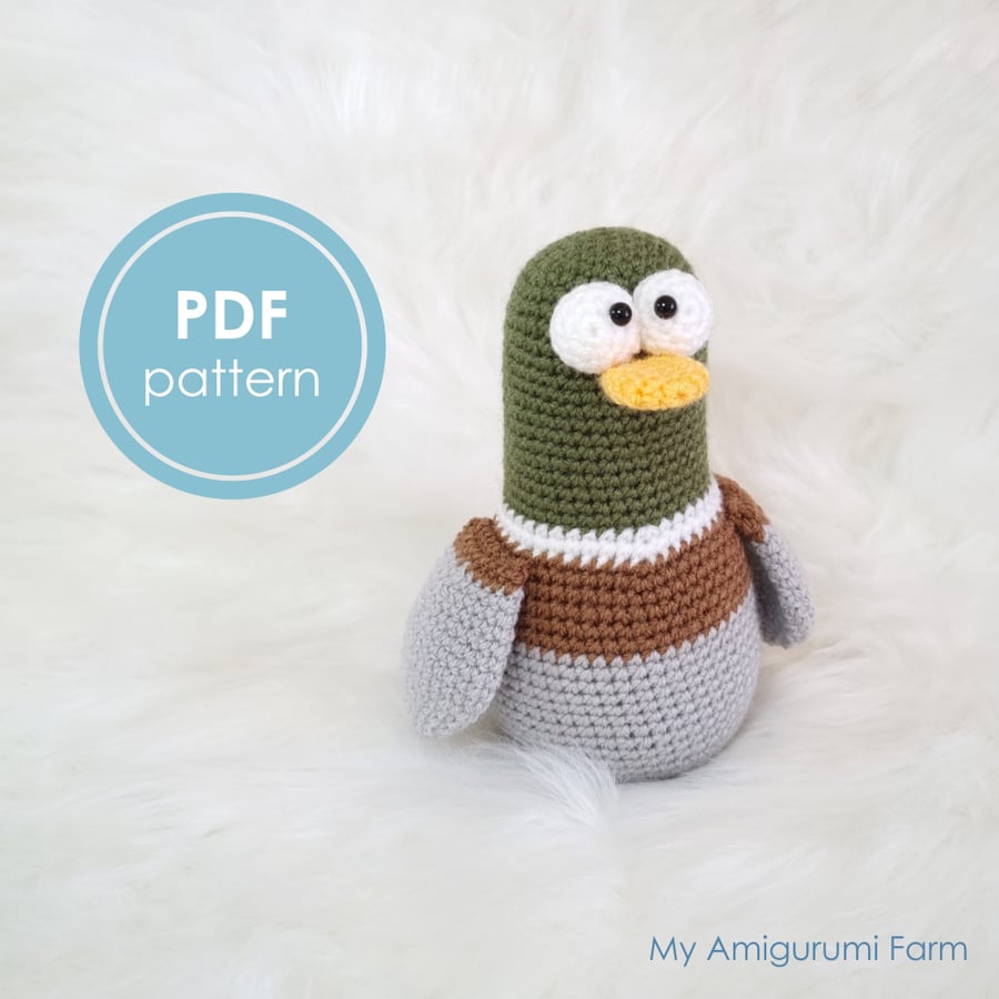 PATTERN: crochet mallard duck pattern - amigurumi mallard duck pattern - bird