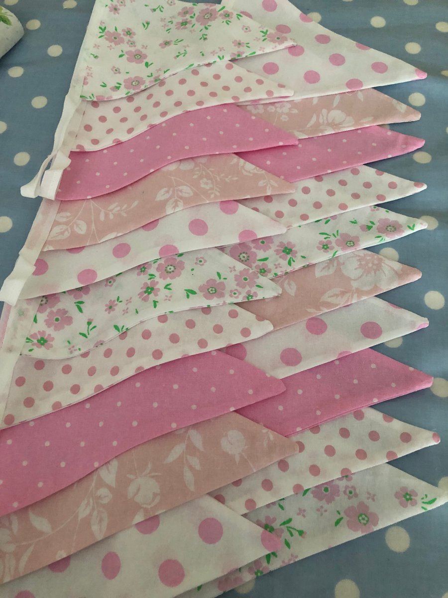 Pink Bunting, Floral, Spots , Cotton Fabric Bunting
