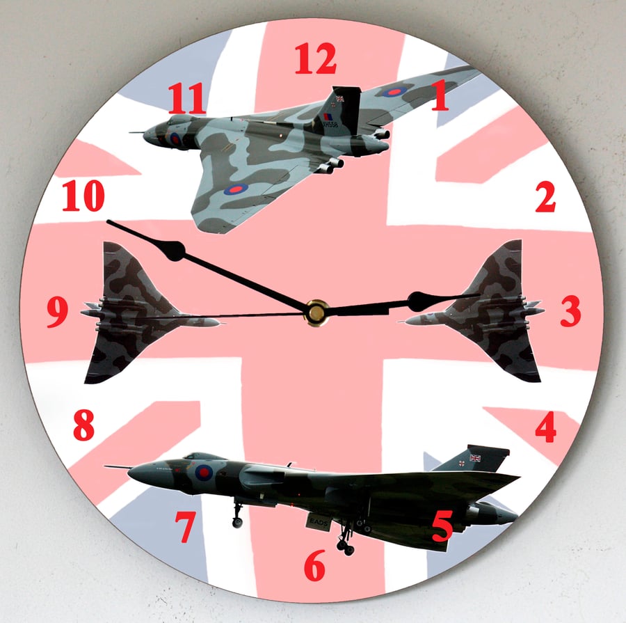 Vulcan Bomber large (28cm dia) wall clock sent Post Free