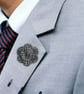 Flower Lapel Pin, Black and White Flower, Wedding Buttonhole, Boutonniere  - Image 2