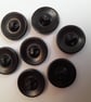 7 Art Deco Black Glass vintage buttons, 18mm with back shank - Image 7
