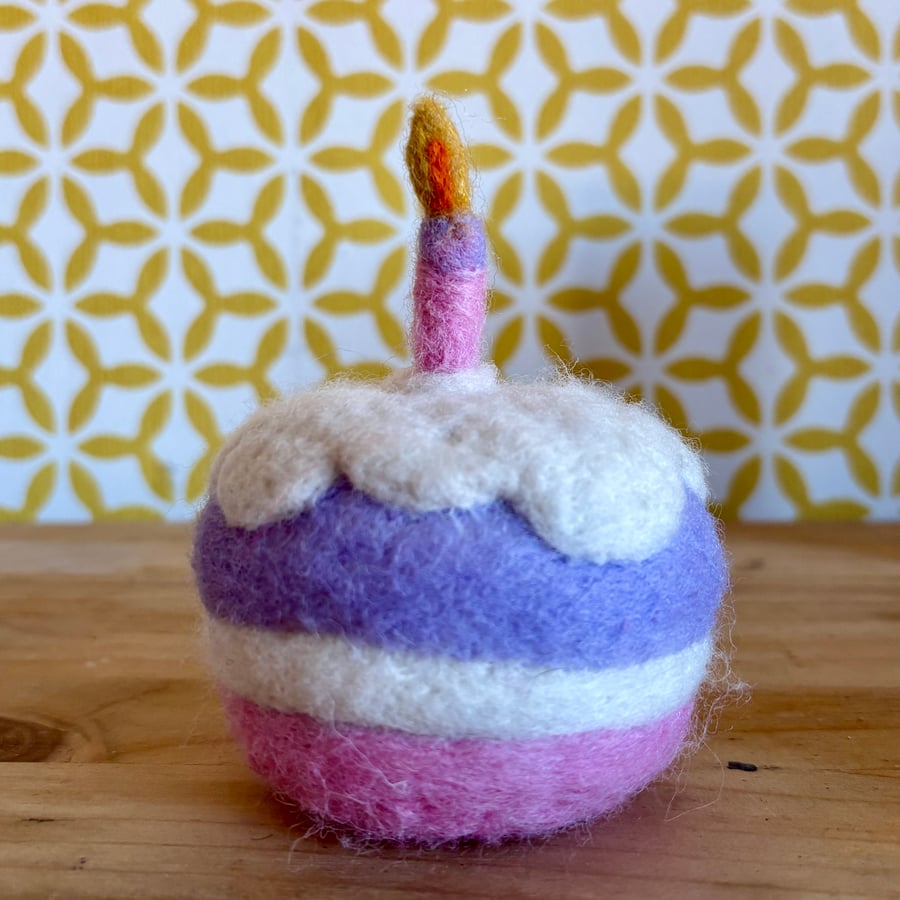 Handmade Needlefelted Birthday Cake Ornament