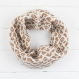 Leopard knitted cowl - cream