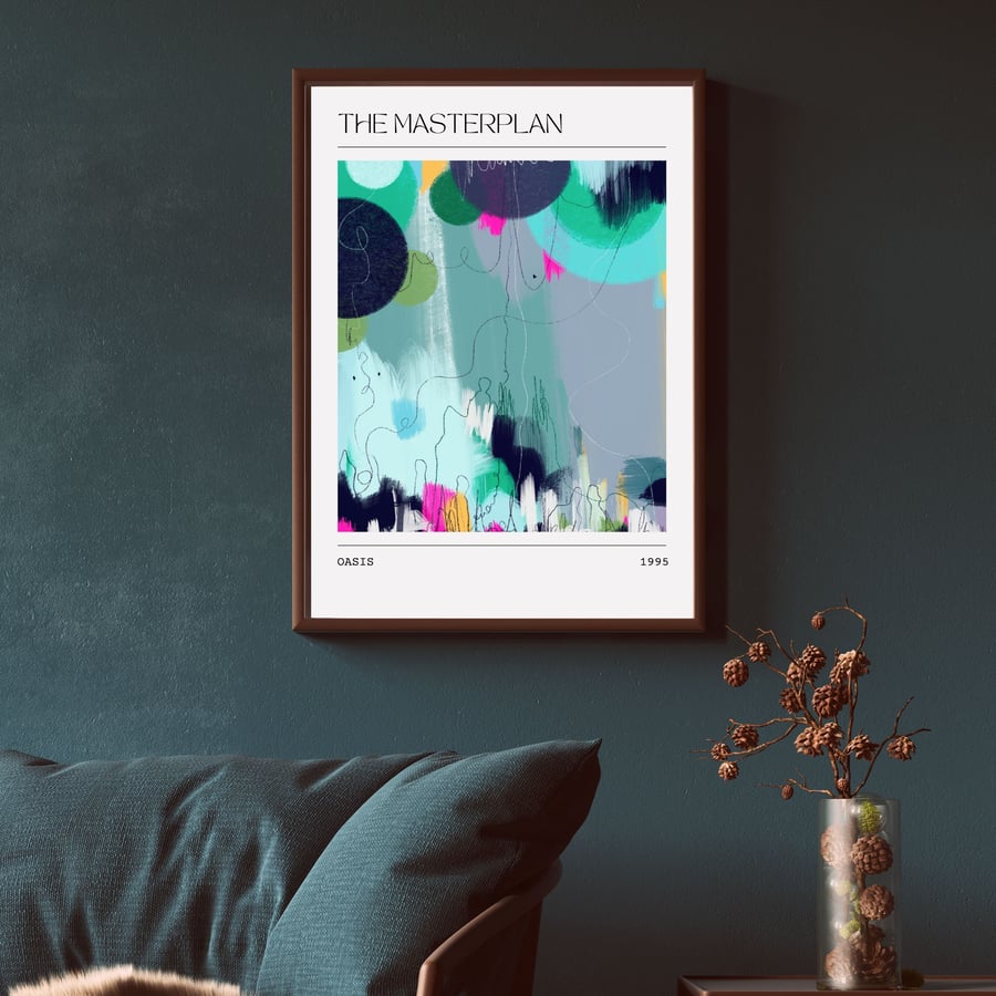 Music Poster Oasis - The Masterplan Abstract Art Print Song Painting