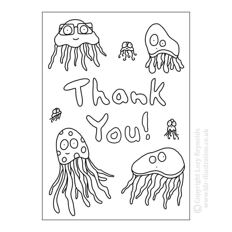 Colour Me In Card - Jellyfish