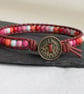 Lesbian flag coloured bead and leather bracelet, LGBTQ - Image 6