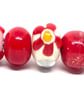 9 x Handmade Red and Floral Lampwork Glass Bead Set  - Image 4