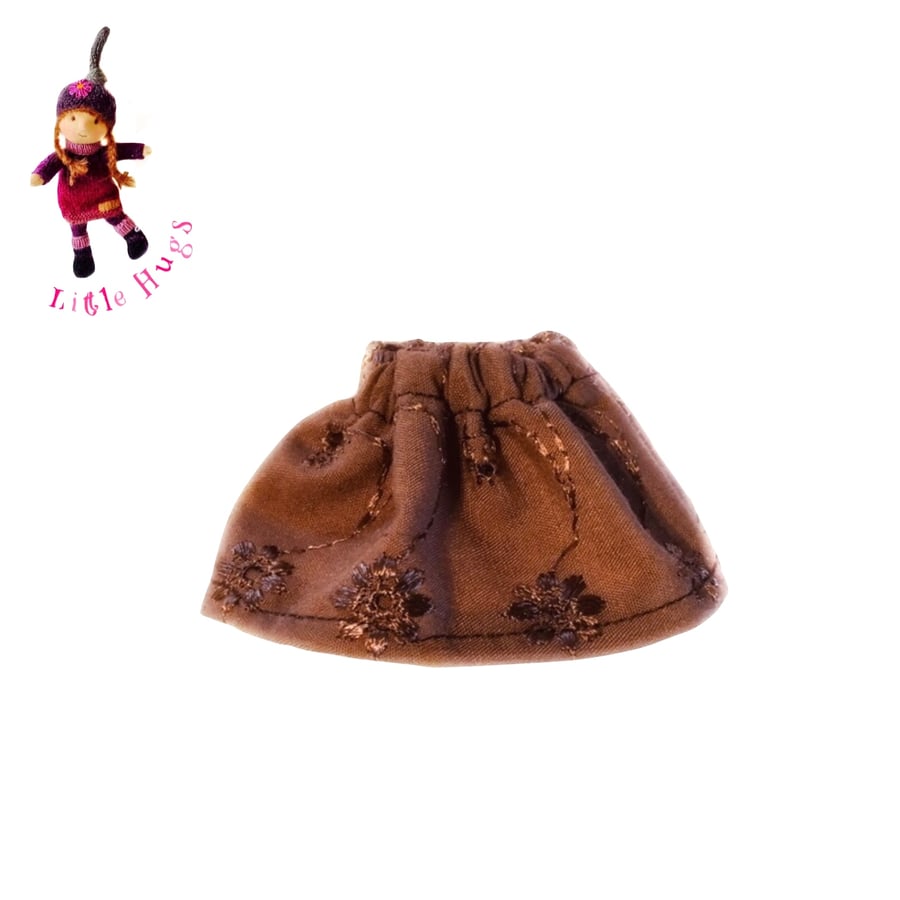 SALE ITEM  - Little Hugs’ Brown Embroidered Skirt