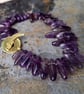 Bracelet from Amethyst with brass clasp