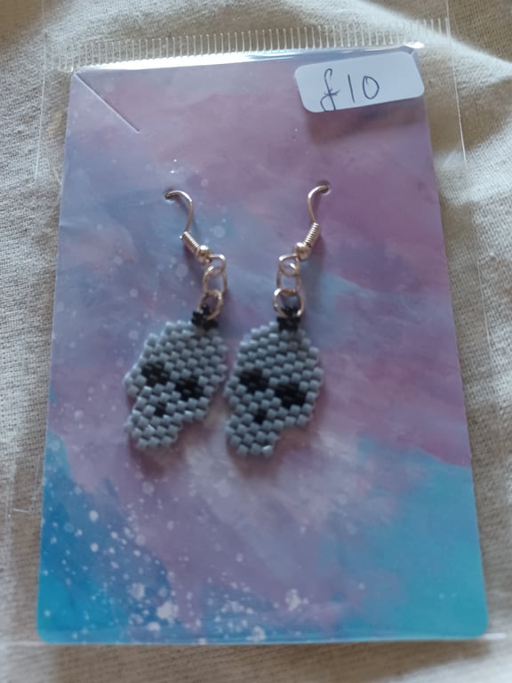 Beaded Skull Earrings 