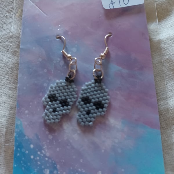 Beaded Skull Earrings 