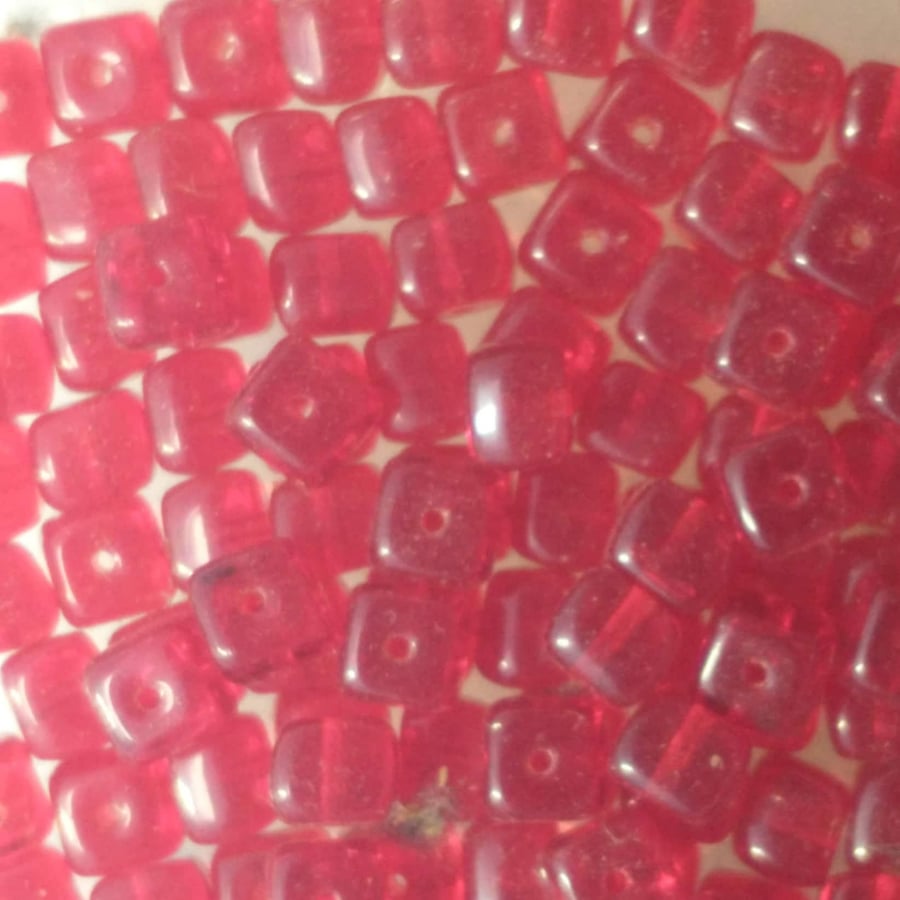Glass Cube Beads Bohemian Glass 6mm Glass Cubes x 30 beads