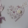 Lilac Flowery Heart Birthday Card