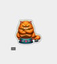 Funny Novelty Vinyl Sticker - Cute Sulking Orange Cat
