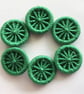 Dorset Buttons or Embellishments, Six x 2cm, Handmade from Green Cotton thread  - Image 3