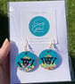 Teal & Pink Hand-Painted Wooden Lightweight Sheep Earrings, Made in Scotland 