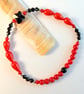 Red Bamboo Coral Bracelet With Black Spinel And Swarovski Butterfly - Image 7