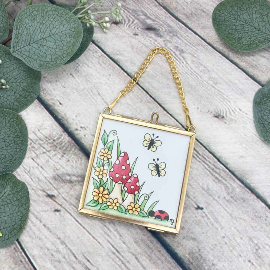 Toadstool Garden - Original Framed Mini Watercolour Artwork