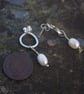 Textured Oval Silver Earrings with Freshwater Pearl Drop - Image 7