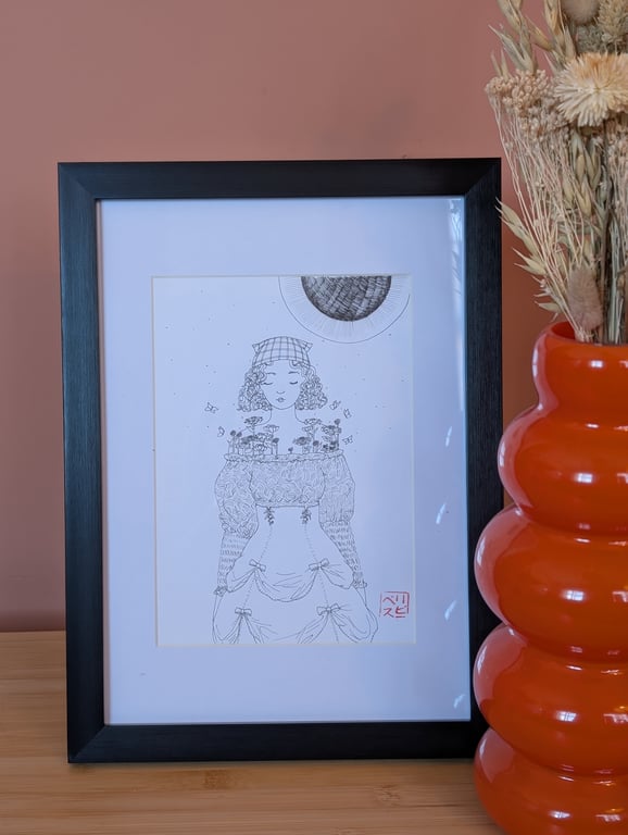 Autumn Girl Framed Original Illustration