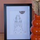 Autumn Girl Framed Original Illustration