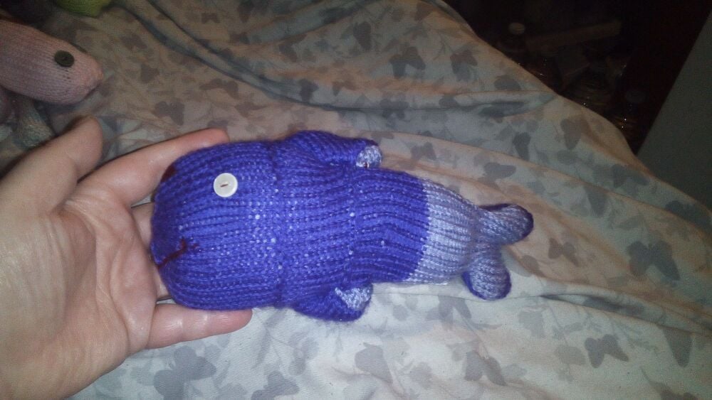Dark Purple And Lavender Midi MerFish with White Eyes Knitted By KM