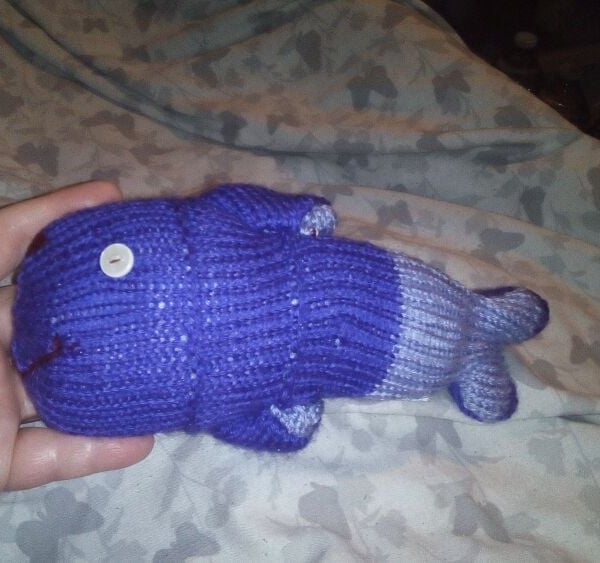Dark Purple And Lavender Midi MerFish with White Eyes Knitted By KM