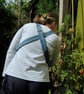 Harvesting Pouch Apron with Cross Back Straps for Gardeners. Teal Canvas - Image 5