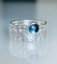Recycled HANDMADE Sterling Silver Scratch Topaz Rings - Image 1