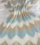 Blue, cream and beige striped baby blanket in 100% cotton  - Image 1