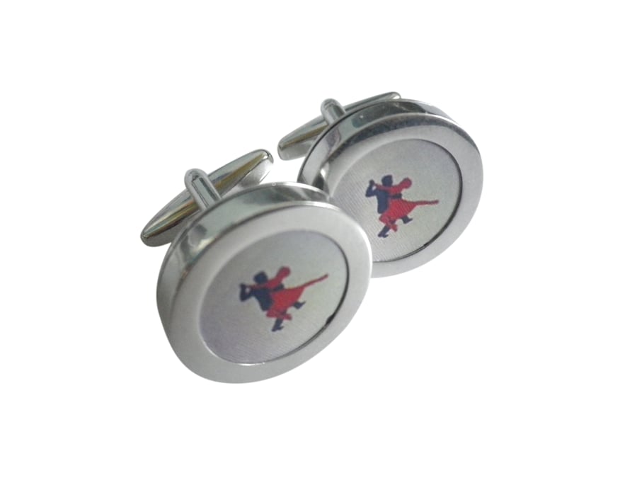 Red Tango cufflinks, free shipping, gift wrapped, terrific image, Ref 1234
