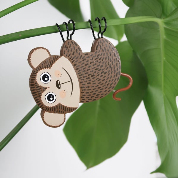 Hanging monkey plant decoration, crazy plant lady gift, cute animal ornament