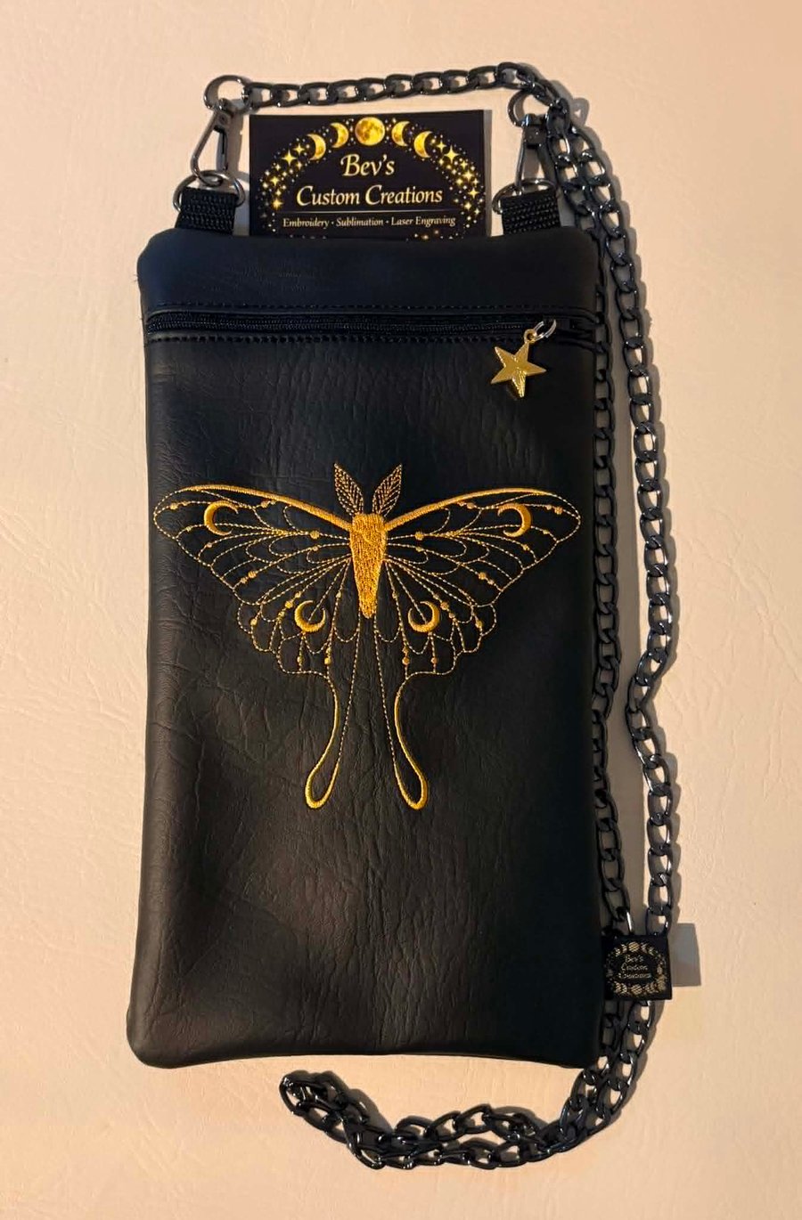 Celestial Moth – Embroidered Crossbody Bag