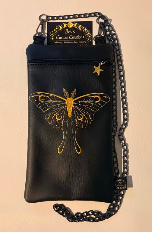 Celestial Moth – Embroidered Crossbody Bag
