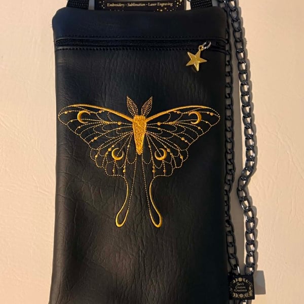 Celestial Moth – Embroidered Crossbody Bag