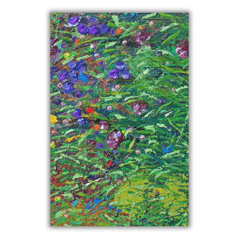 A small textured painting -  letterbox gift - grassland - wildflowers - nature